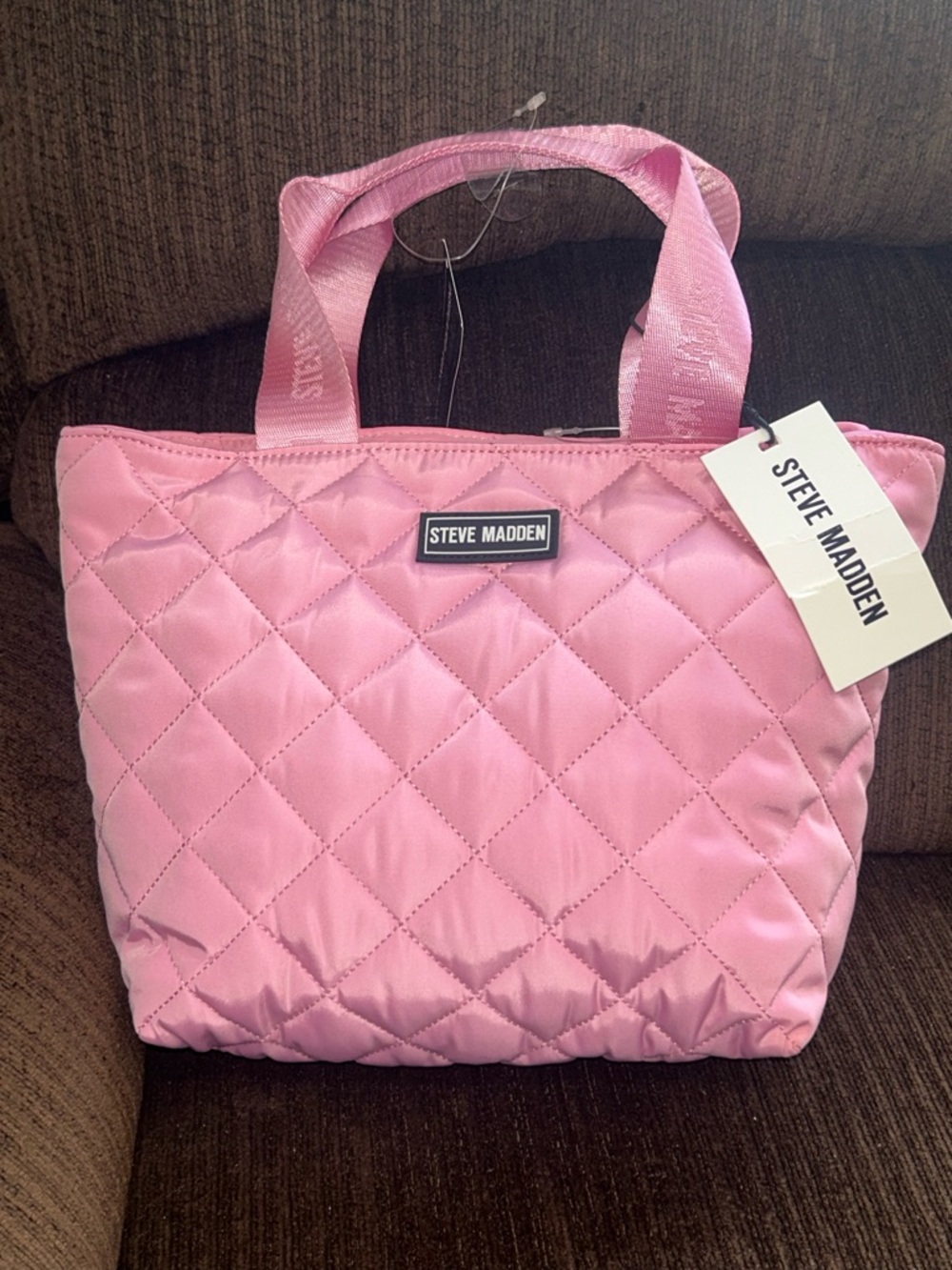 Steve Madden Quilted Pink Insulated Lunch Tote Bag. NWT